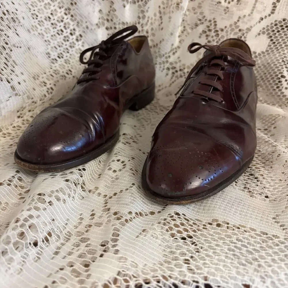 Mario Bruni Men's US 8.5 Brown Leather Oxfords Shoes